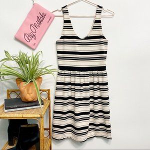 j.crew | villa button-back dress black cream stripe s